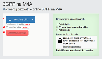 Jak przekonwertować pliki 3GPP online na M4A