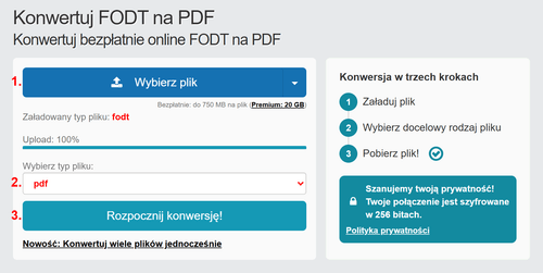 Jak przekonwertować pliki FODT online na PDF
