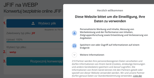 Jak przekonwertować pliki JFIF online na WEBP