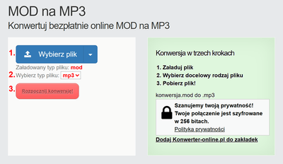 Jak przekonwertować pliki MOD online na MP3