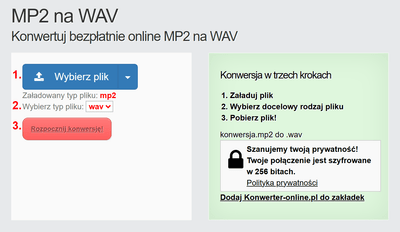 Jak przekonwertować pliki MP2 online na WAV