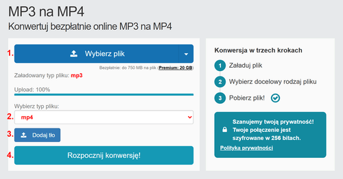 Jak przekonwertować pliki MP3 online na MP4