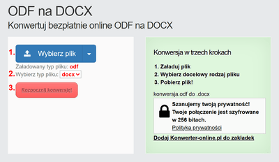 Jak przekonwertować pliki ODF online na DOCX