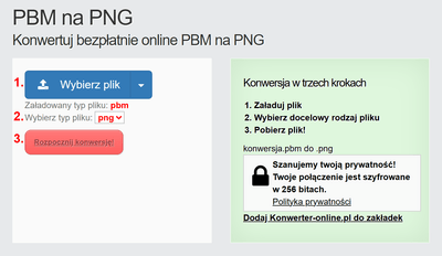 Jak przekonwertować pliki PBM online na PNG