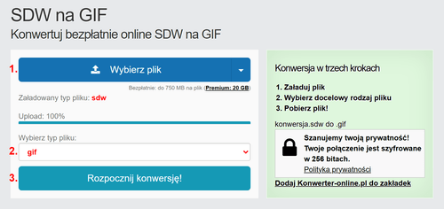 Jak przekonwertować pliki SDW online na GIF