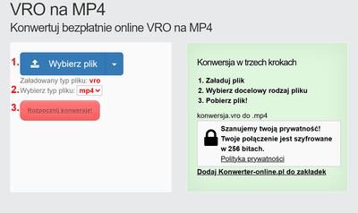 Jak przekonwertować pliki VRO online na MP4