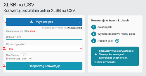 Jak przekonwertować pliki XLSB online na CSV