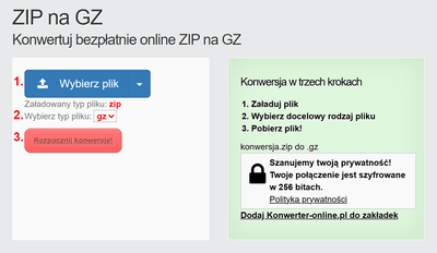 Jak przekonwertować pliki ZIP online na GZ